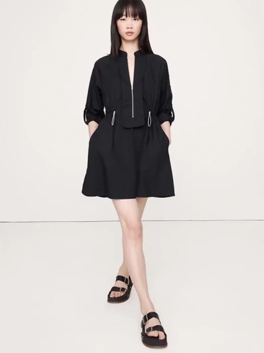 NWT Banana Republic Cotton Utility Mini Dress // Black